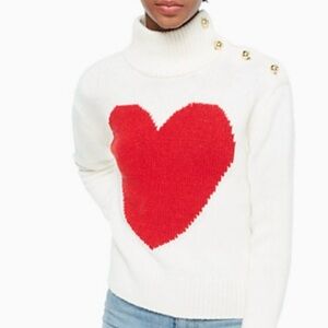 Kate Spade Broome Street Famous Heart Graphic Wool Cashmere High Neck Sweater